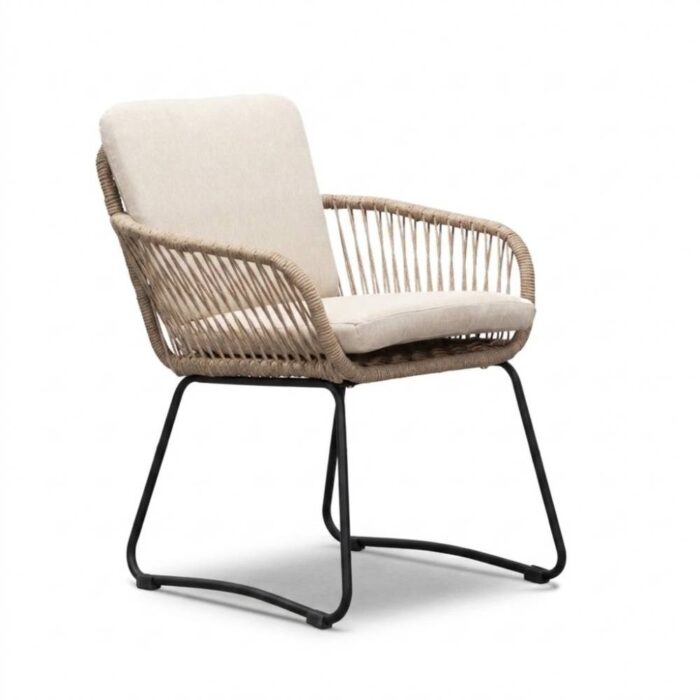 BUITEN living Harper dining tuinstoel | touw + rvs | Sahara Dust