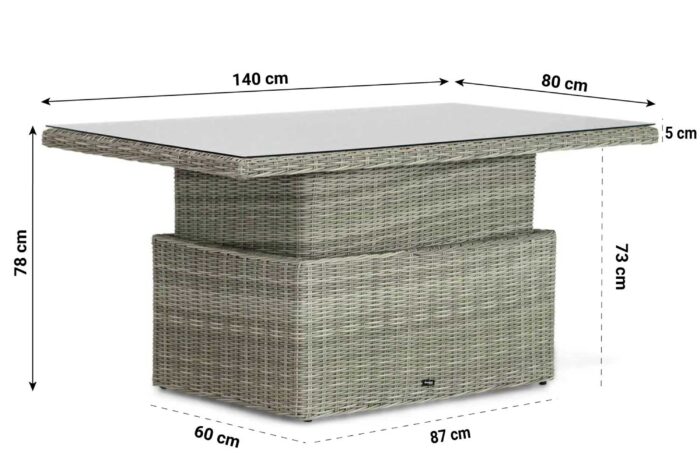 Garden Collections Hamilton loungetafel verstelbaar natural – Taupe-naturel-bruin