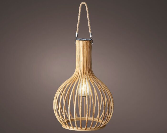 Decoris Solar hanging light dia28-H40cm bamboo – bruin;wit