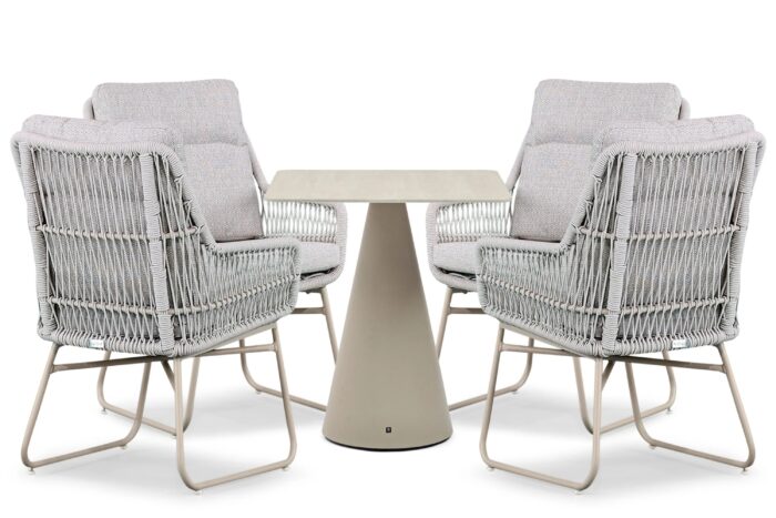 Lifestyle Garden Furniture Vicente/Serino 70×70 cm dining tuinset 5-delig – Zand/Beige