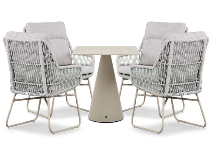 Lifestyle Garden Furniture Vicente/Serino 70x70 cm dining tuinset 5-delig - Zand/Beige