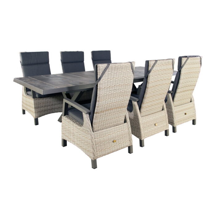 Oosterik home Dining set East Haven Sunrise Beige 202 264 x 100 x 77 cm – naturel
