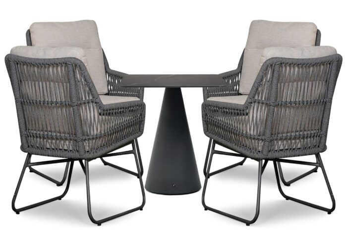 Lifestyle Garden Furniture Vicente/Serino 70×70 cm dining tuinset 5-delig – Grijs-antraciet