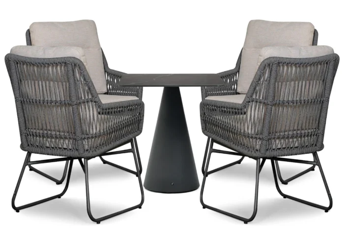 Lifestyle Garden Furniture Vicente/Serino 70x70 cm dining tuinset 5-delig - Grijs-antraciet