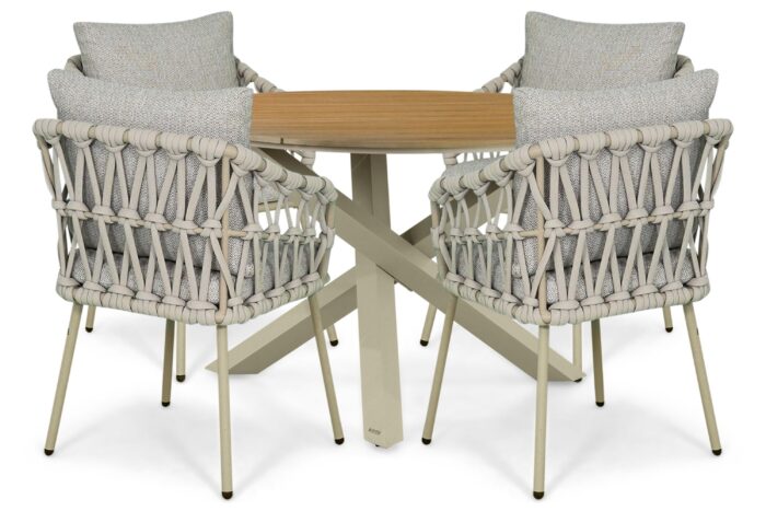 Coco Oliva/Ancona 125 cm dining tuinset 5-delig – Zand/Beige