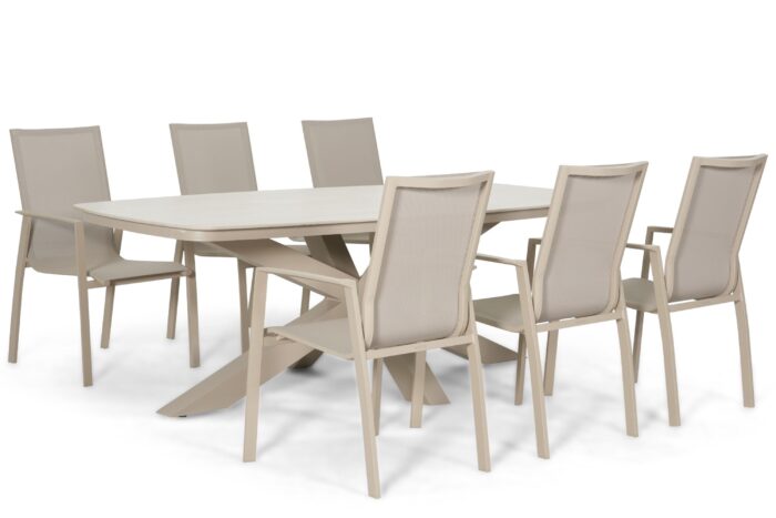 Lifestyle Garden Furniture Ultimate/Belluno 220×100 cm dining tuinset 7-delig – Zand/Beige