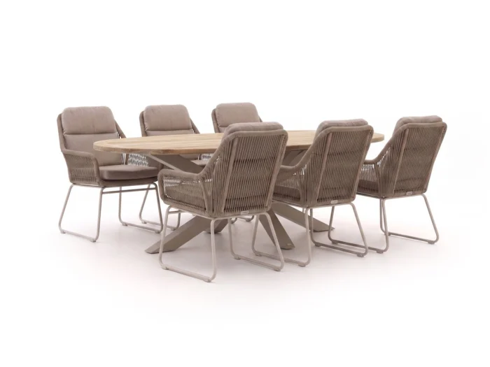 Intenso Furniture Isorella/ROUGH-Y Ellips 200cm dining tuinset 7-delig - Bruin
