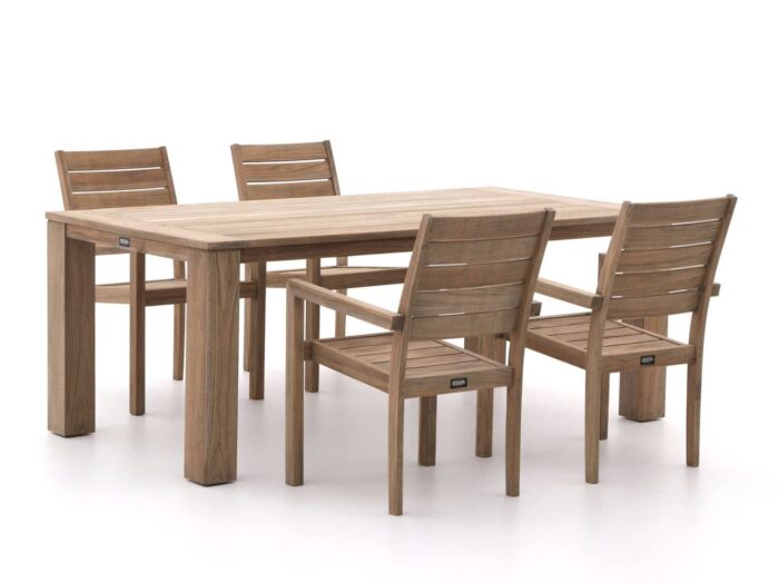 ROUGH Furniture ROUGH-S/ROUGH-X 200cm dining tuinset 5-delig stapelbaar Laagste prijsgarantie! – Bruin