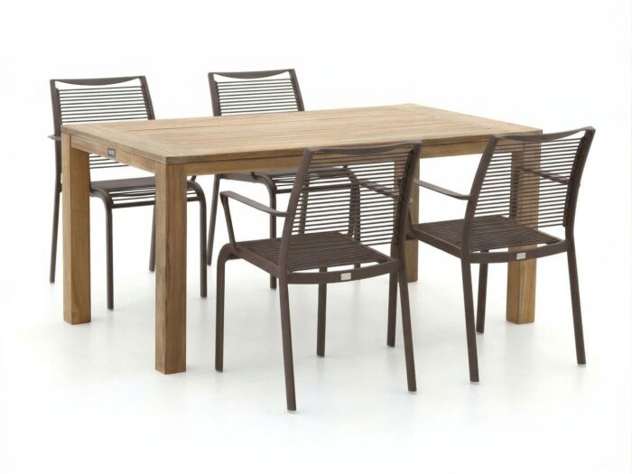 Apple Bee Hawaii/ROUGH-S 160cm dining tuinset 5-delig stapelbaar Laagste prijsgarantie! – Bruin