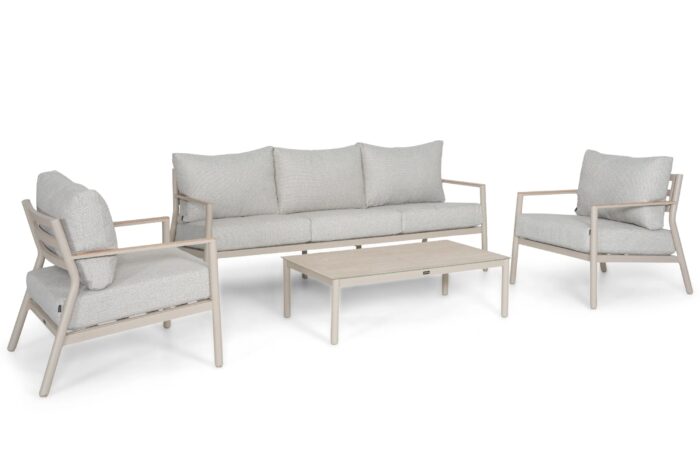 Lifestyle Garden Furniture Verano stoel-bank loungeset 4-delig – Taupe-naturel-bruin
