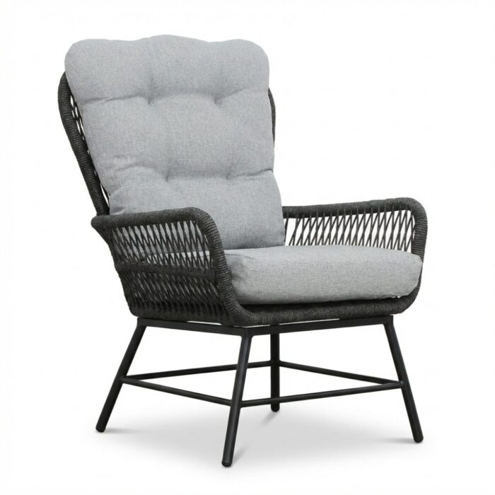 BUITEN living Dex loungestoel | touw + aluminium | Stone Grey