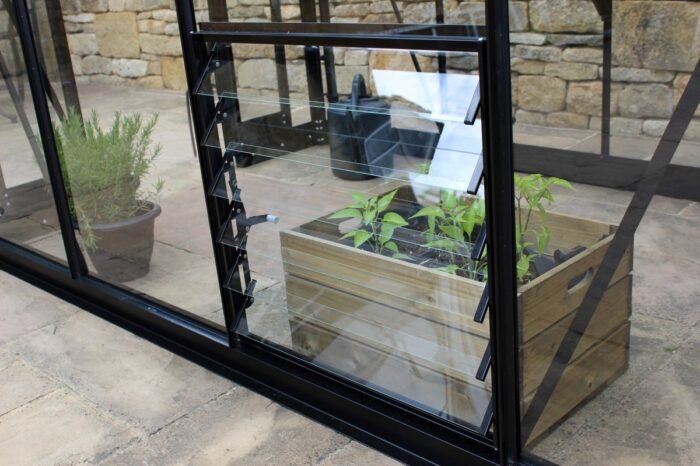Hortus Tuinkas Louvreraam 6L Veiligheidsglas Zwart Eden