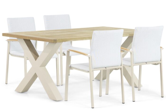 Lifestyle Garden Furniture Brandon/Cardiff 180 cm dining tuinset 5-delig – Taupe-naturel-bruin