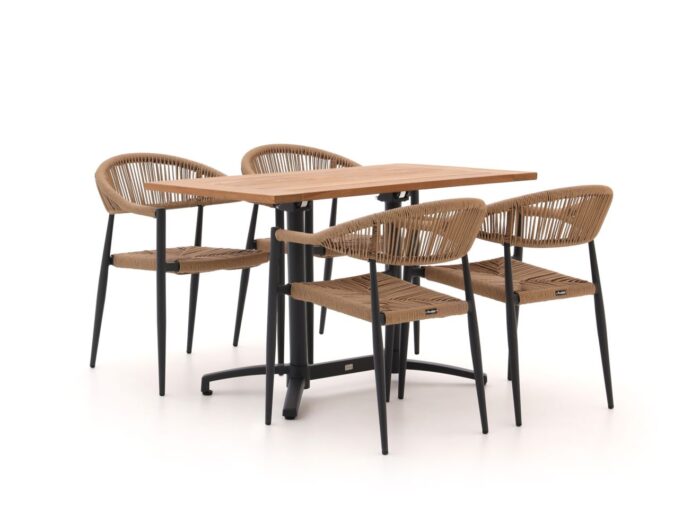 Manifesto Furniture Belpasso/Canzo 120cm dining tuinset 5-delig stapelbaar inklapbaar – Zwart