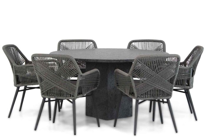 Lifestyle Garden Furniture Advance/Graniet 140 cm dining tuinset 7-delig – Grijs-antraciet