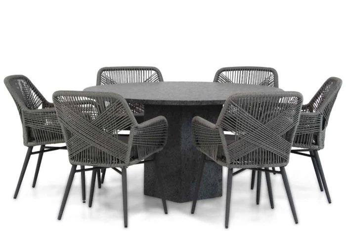 Lifestyle Garden Furniture Advance/Graniet 140 cm dining tuinset 7-delig - Grijs-antraciet