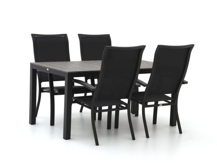 Bellagio tuinmeubelen Lugo/Fidenza 160cm dining tuinset 5-delig stapelbaar – Grijs