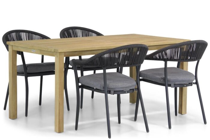 Santika Furniture Vivian/Weston 160 cm dining tuinset 5-delig – Grijs-antraciet