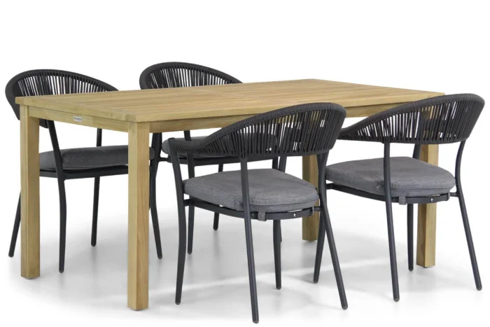 Santika Furniture Vivian/Weston 160 cm dining tuinset 5-delig - Grijs-antraciet