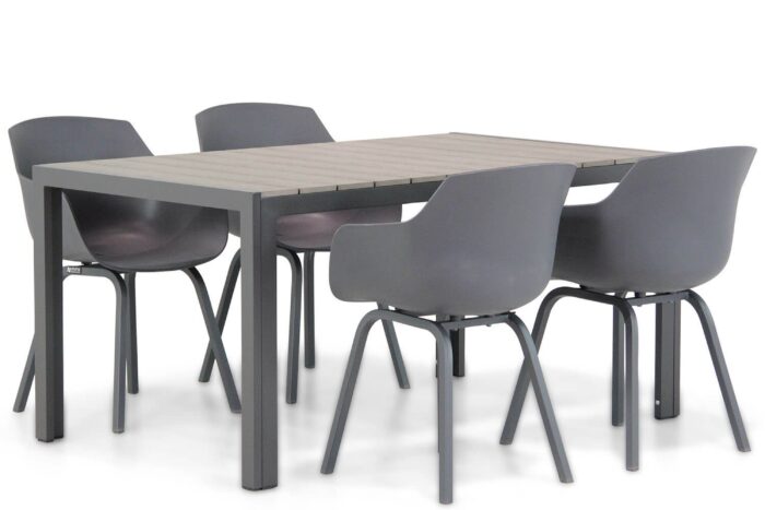 Lifestyle Garden Furniture Salina/Young 155 cm dining tuinset 5-delig – Grijs-antraciet