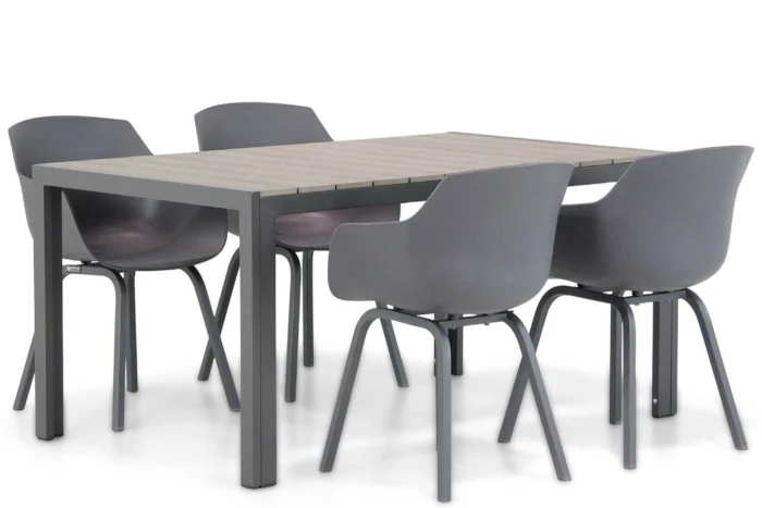 Lifestyle Garden Furniture Salina/Young 155 cm dining tuinset 5-delig - Grijs-antraciet