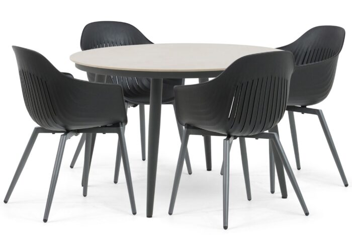 Lifestyle Garden Furniture Lissabon/Vienna 120 cm dining tuinset 5-delig – Grijs-antraciet