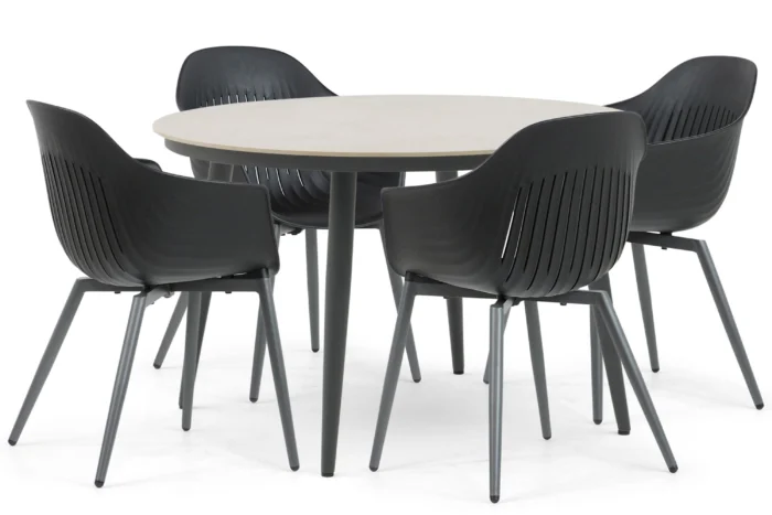 Lifestyle Garden Furniture Lissabon/Vienna 120 cm dining tuinset 5-delig - Grijs-antraciet