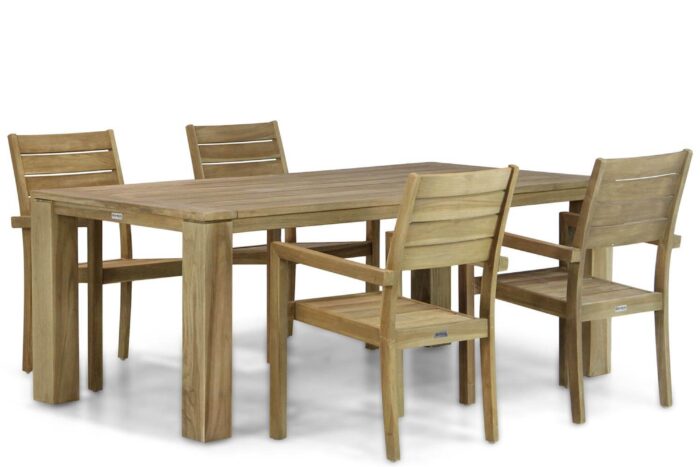 Garden Collections Liverpool/Brighton 200 cm dining tuinset 5-delig – Naturel teak