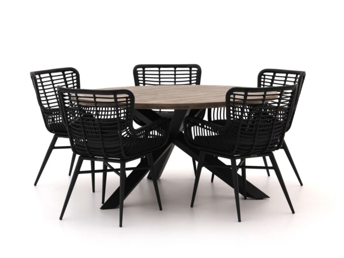 Intenso Furniture Intenso Asti/Rough-Y Ø150cm dining tuinset 6-delig Laagste prijsgarantie! – Grijs