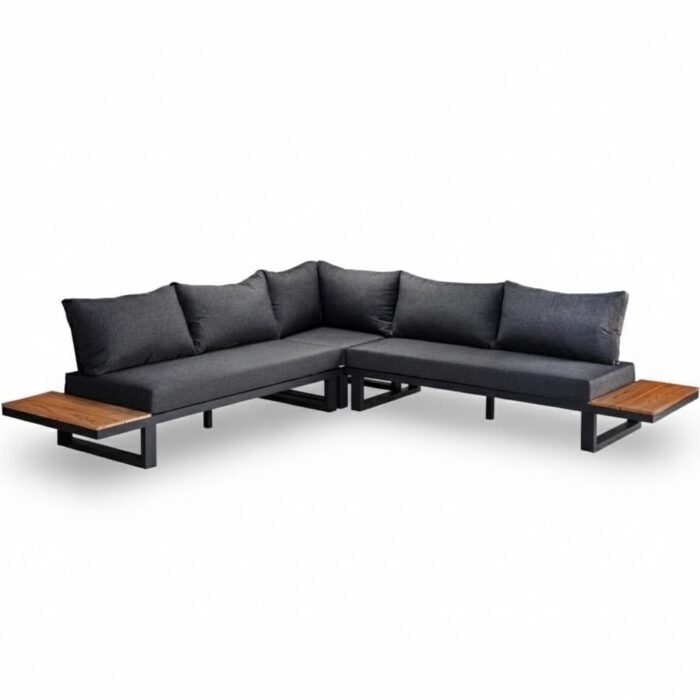 LUX outdoor living Canyon hoek loungeset 6 personen | aluminium + hardhout | Antraciet/Light Teaklook | 4-delig 288x288cm – Light Teak, Antraciet