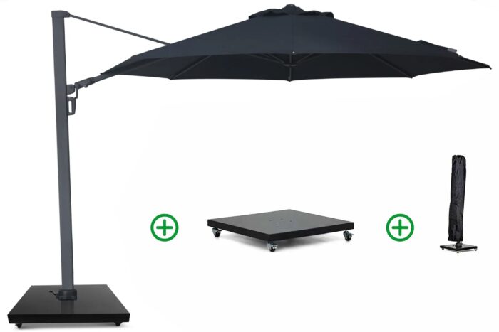 Camello Luna zweefparasol 3.5m S2 Excellent (incl. voet + hoes) – Grijs-antraciet