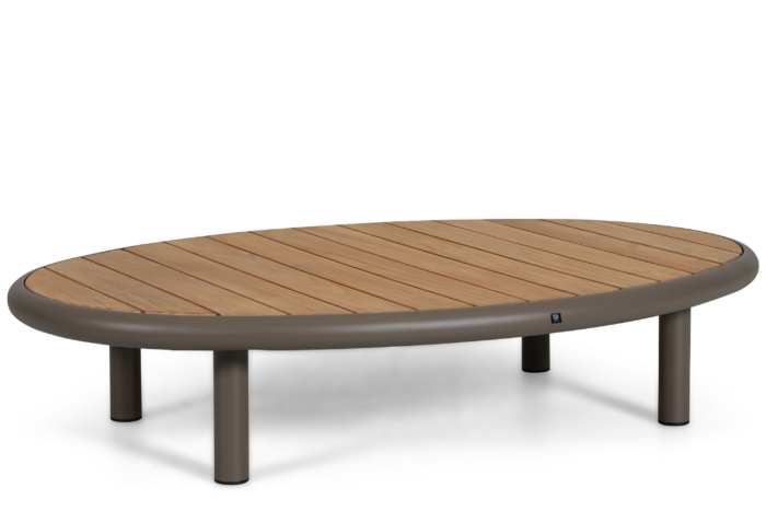 Santika Furniture Wave lounge tafel met teakhout tafelblad – Taupe-naturel-bruin