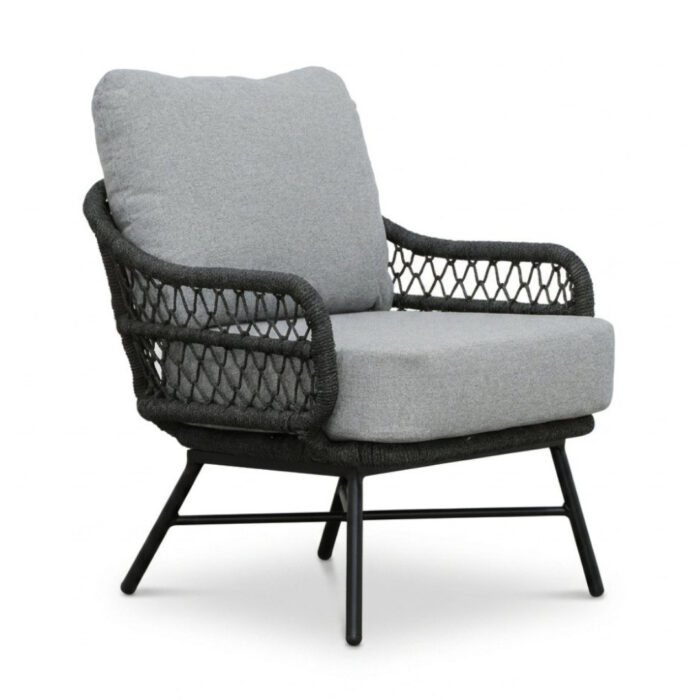 LUX outdoor living Ventura low dining tuinstoel | touw + aluminium | Stone Grey – Sahara Dust