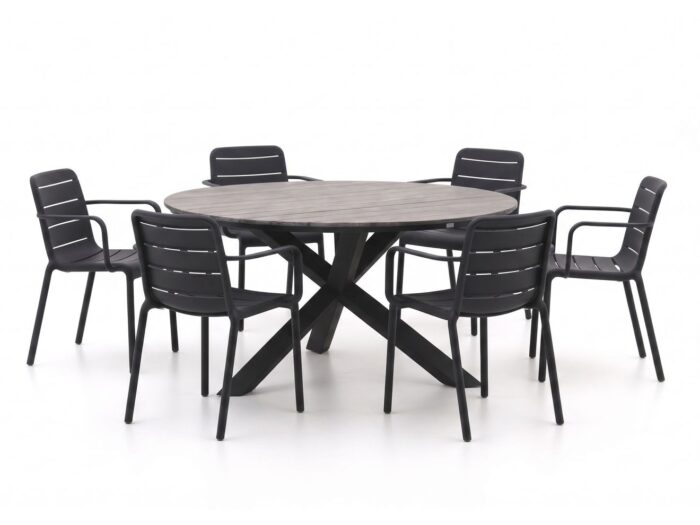Forza Furniture Narni/Fidenza ø149cm dining tuinset 7-delig stapelbaar