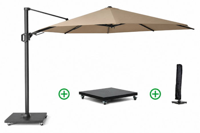 Platinum Zweefparasol Challenger T1 dia. 3,5 meter taupe zonwering – tweekleurig