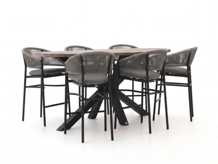Bellagio tuinmeubelen Panaro/ROUGH-Y Ellips 240cm barset 7-delig - Grijs