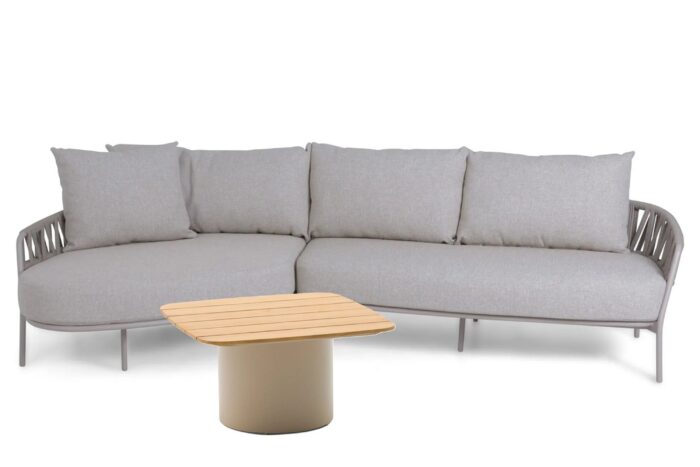 4 Seasons Outdoor Calma/Ronda 70×70 cm hoek loungeset 3-delig – Taupe-naturel-bruin
