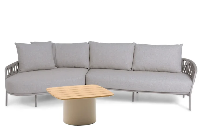 4 Seasons Outdoor Calma/Ronda 70x70 cm hoek loungeset 3-delig - Taupe-naturel-bruin