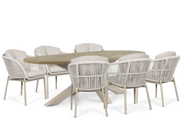Lifestyle Garden Furniture Monaco/Brookline 240x120 cm dining tuinset 7-delig - Zand/Beige