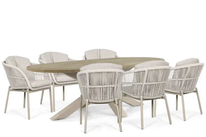 Lifestyle Garden Furniture Monaco/Brookline 240x120 cm dining tuinset 7-delig - Zand/Beige