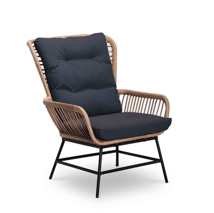 BUITEN living Dex loungestoel tuin | wicker + aluminium | Bamboo antraciet