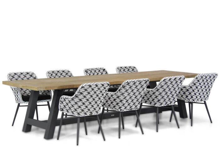 Lifestyle Garden Furniture Crossway/Trente 330 cm dining tuinset 9-delig – Zwart-wit