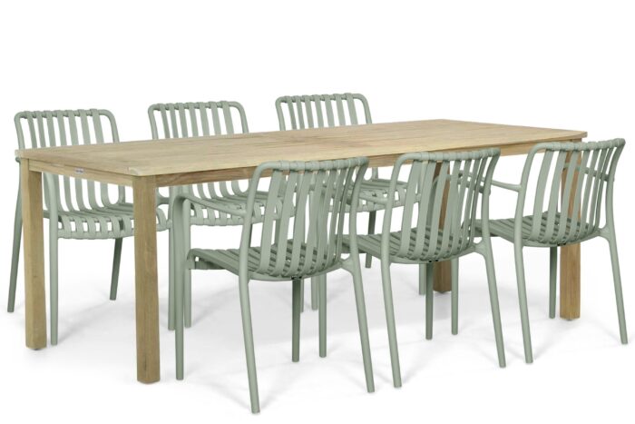 Domani Furniture Alba/Weston 210×90 cm dining tuinset 7-delig – Groen