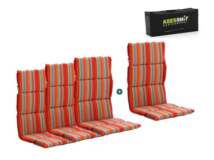 Kees Smit Collectie Madison Fiber hoog tuinkussen set van 4 Laagste prijsgarantie! – Grijs