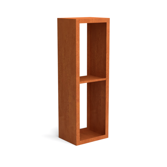 Geroba Egura cortenstaal houtopslag onderverdeling 2 vakken 500x385x1500 mm – bruin