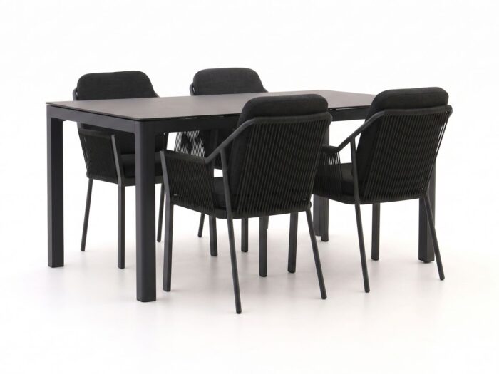 Tierra Outdoor Liv/La Fonte 160cm dining tuinset 5-delig stapelbaar Laagste prijsgarantie!