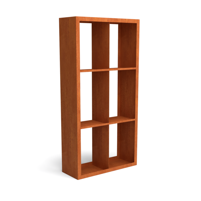 Geroba Egura cortenstaal houtopslag onderverdeling 6 vakken 1000x385x2000 mm – bruin