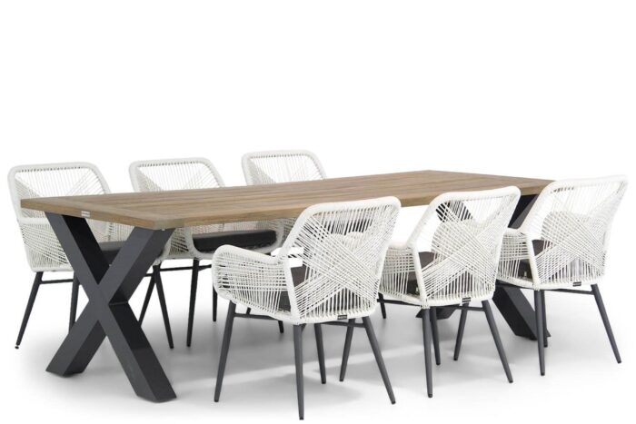 Lifestyle Garden Furniture Advance/Cardiff 240 cm dining tuinset 7-delig – Wit