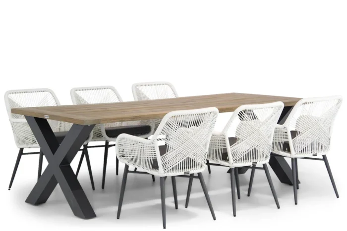 Lifestyle Garden Furniture Advance/Cardiff 240 cm dining tuinset 7-delig - Wit