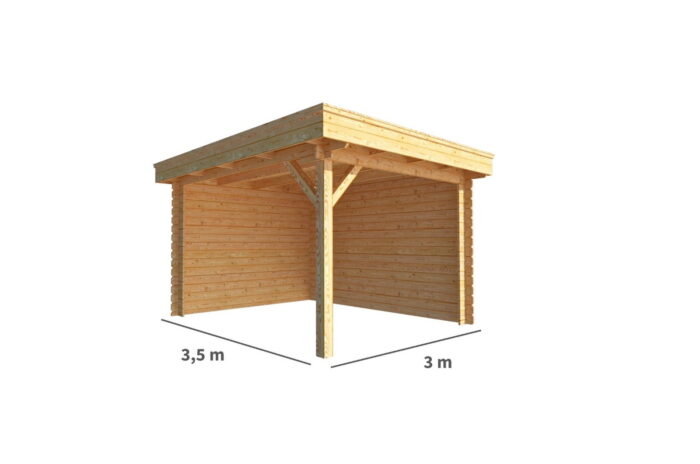 Warentuin collection Overkapping Lisa-Jente 300 cm bij 350 cm diep plat dak – bruin